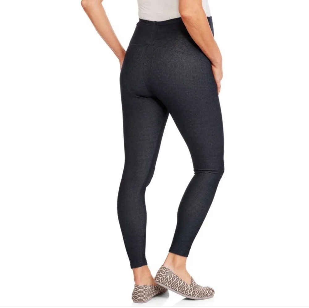 Times Two Maternity Blue Tummy Panel Leggings Size Medium - Picture 2 of 6
